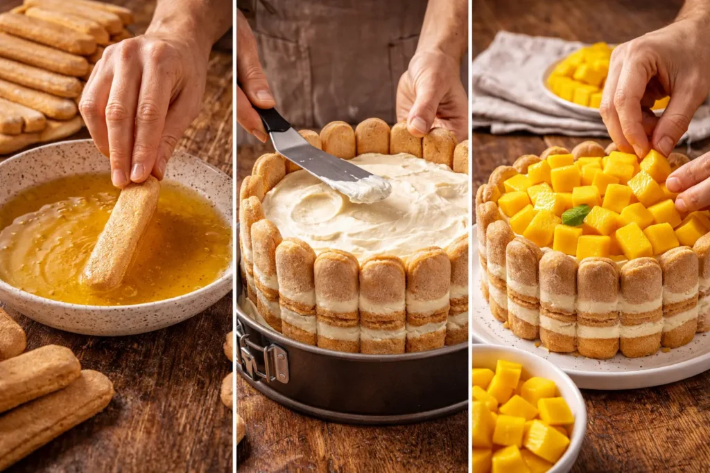 Carlota de mango fácil: cremosa, fresca y sin horno