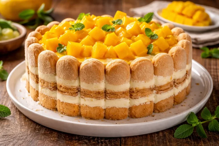 Carlota de mango fácil: cremosa, fresca y sin horno