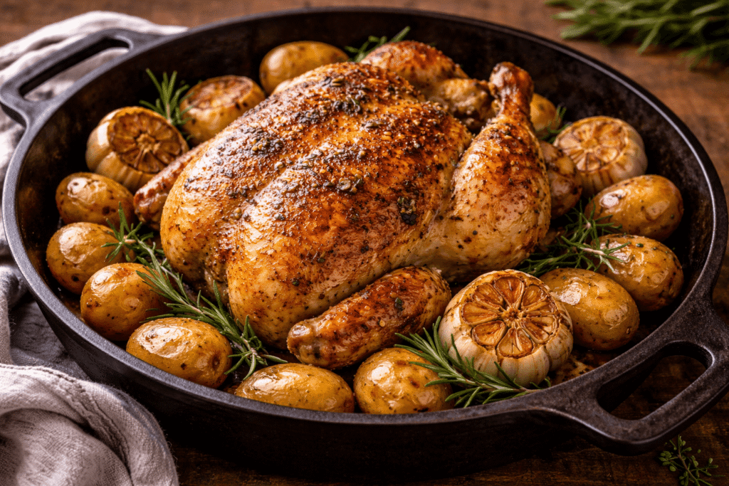 Pollo al Horno con Papas Jugoso por Dentro