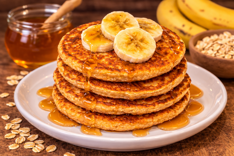 Panquecas de Banana y Avena (Desayuno saludable fácil)