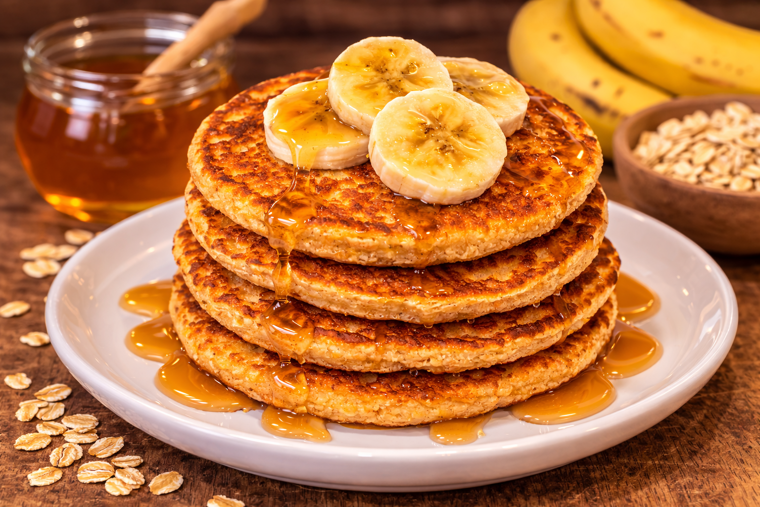 Panquecas de Banana y Avena (Desayuno saludable fácil)