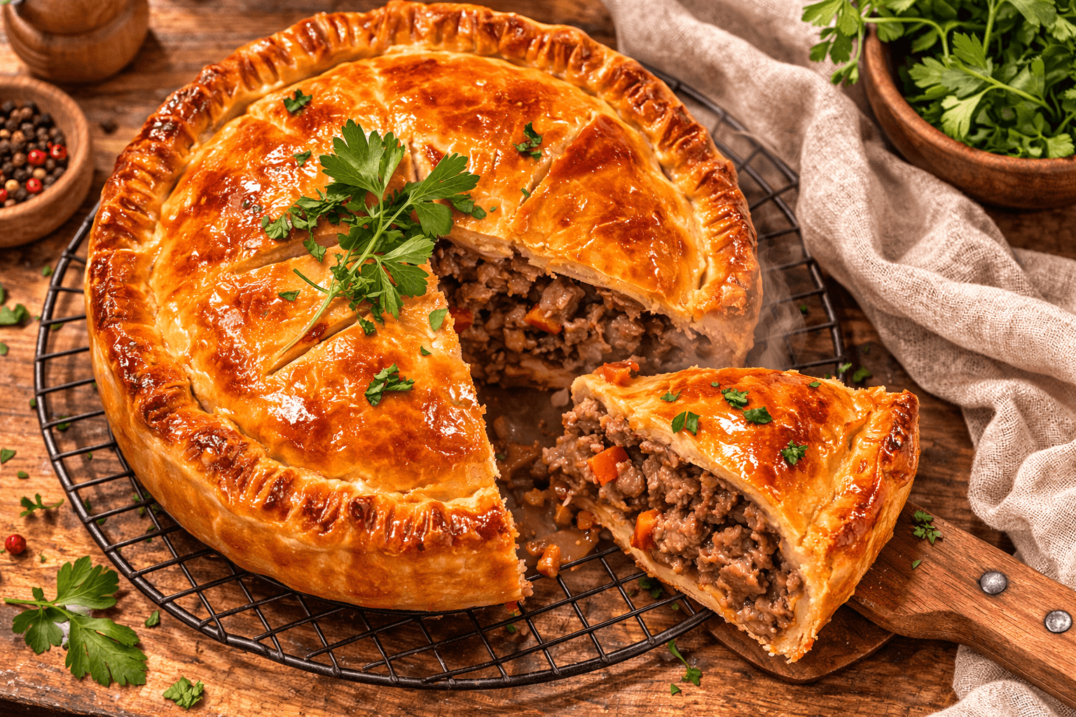 Pastel Casero de Carne: Masa Crujiente y Relleno Irresistible