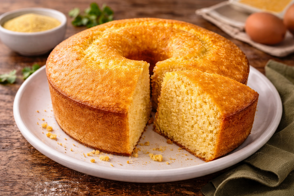 Pastel Casero de Harina de Maíz Esponjoso