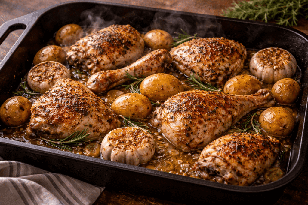 Pollo al Horno con Papas: Súper Jugoso y Fácil