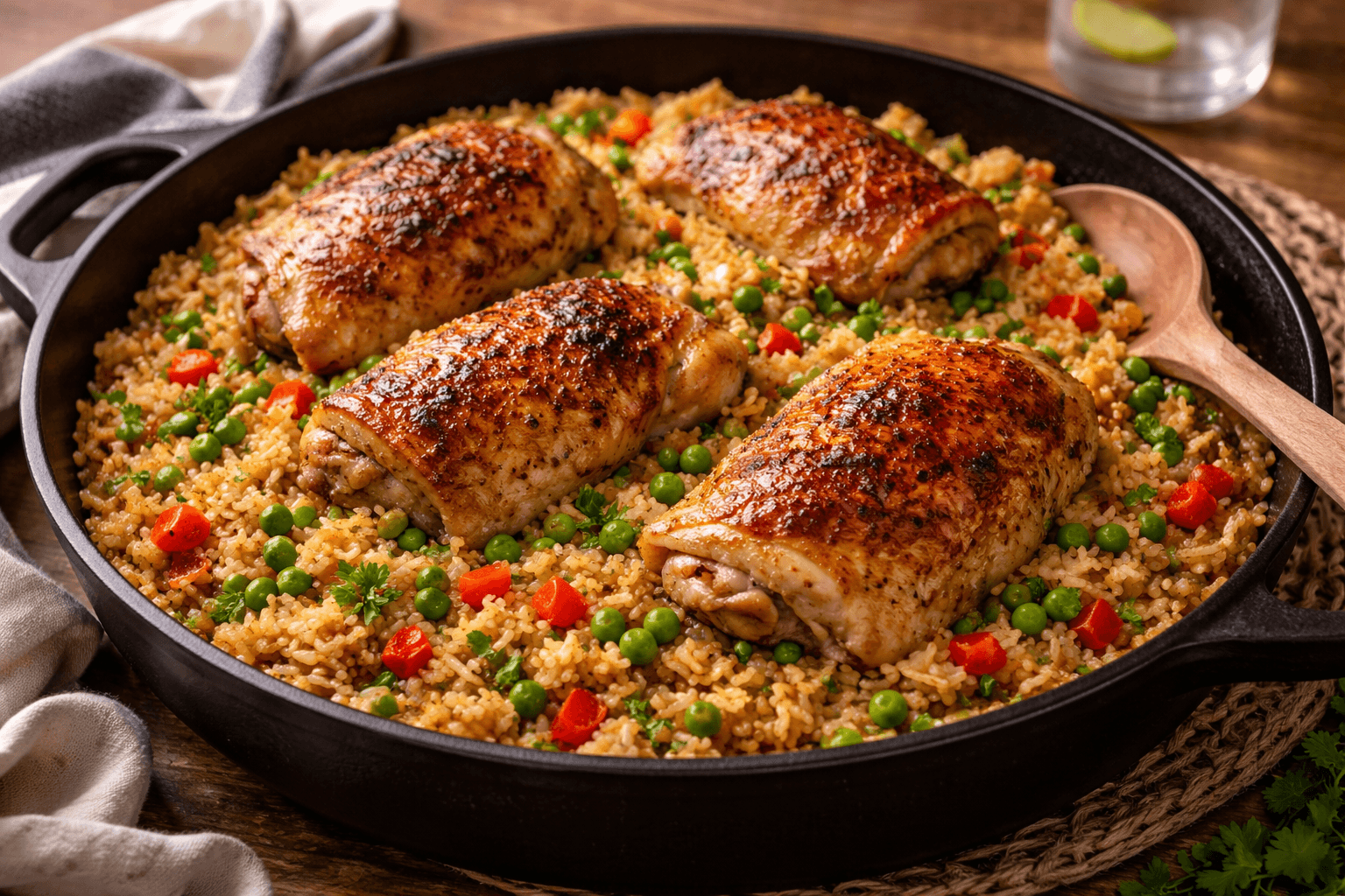 Pollo con Arroz en una Sola Sartén: el Plato Completo que se Limpia Solo