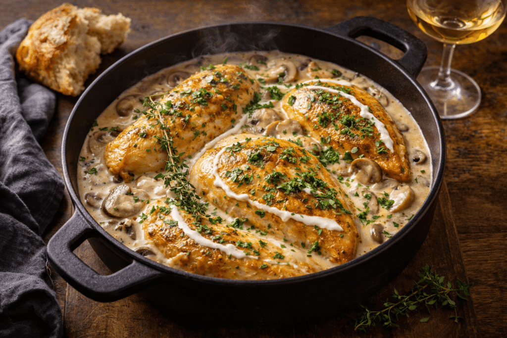 Pollo en Salsa Cremosa con Champiñones: el Plato que Enamora a Primera Cucharada