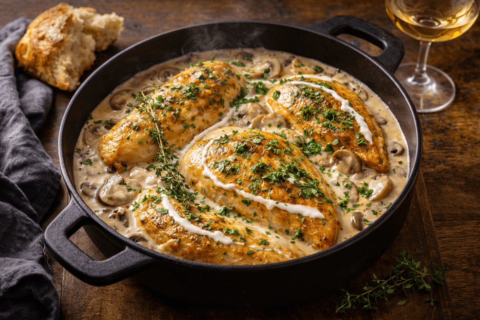 Pollo en Salsa Cremosa con Champiñones: el Plato que Enamora a Primera Cucharada