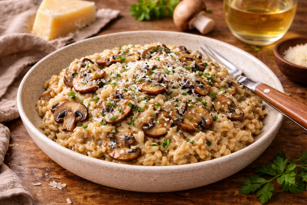 Risotto de Champiñones: La Receta que Transforma Cualquier Cena en una Ocasión Especial