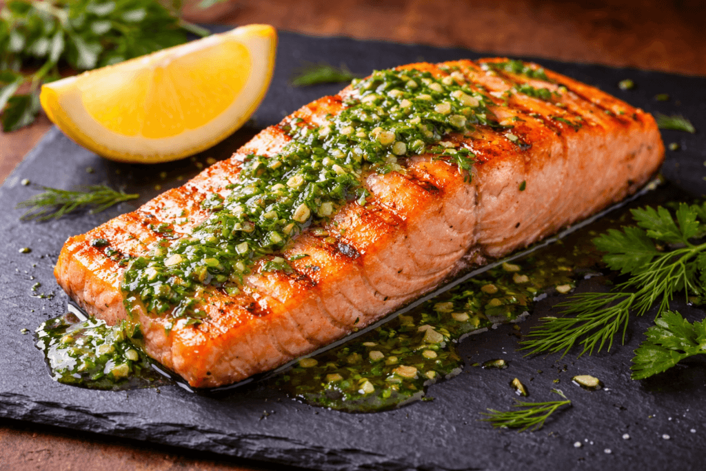 Salmón a la Parrilla con Salsa de Limón y Hierbas
