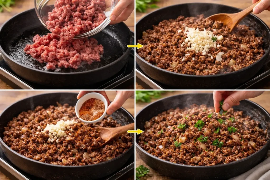 Carne Molida Jugosa y Fácil (Receta Económica Lista en 20 Minutos con 3 Ingredientes)