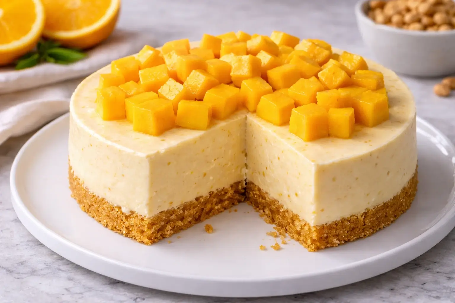 Cheesecake de Mango sin Horno: Cremoso y Fácil Irresistible