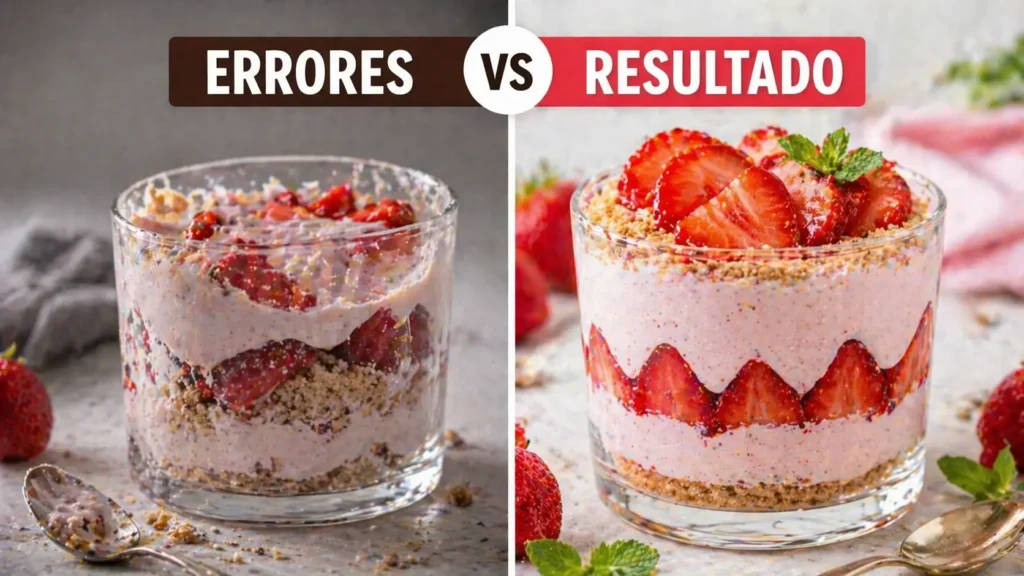 Postre en Vasos de Fresa en 10 Minutos (Fresco y Cremoso)