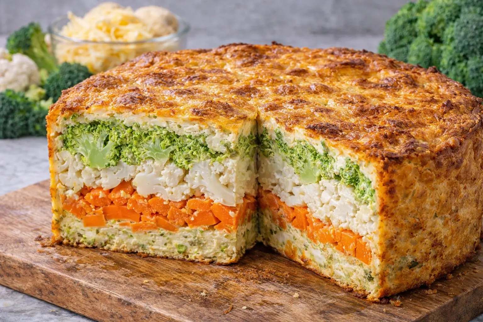 Torta de Brócoli, Coliflor y Zanahoria: Cremosa y Nutritiva