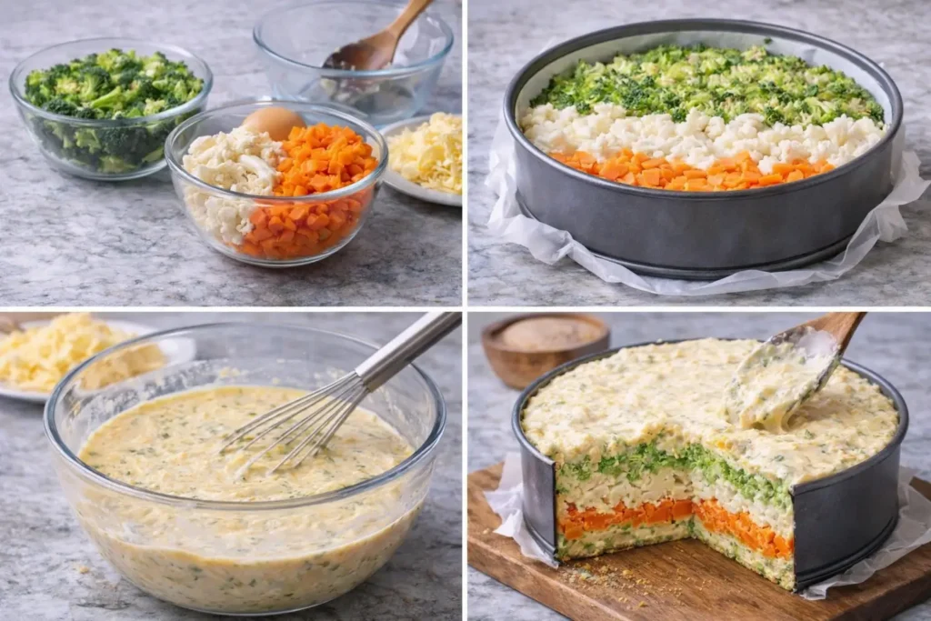 Torta de Brócoli, Coliflor y Zanahoria: Cremosa y Nutritiva