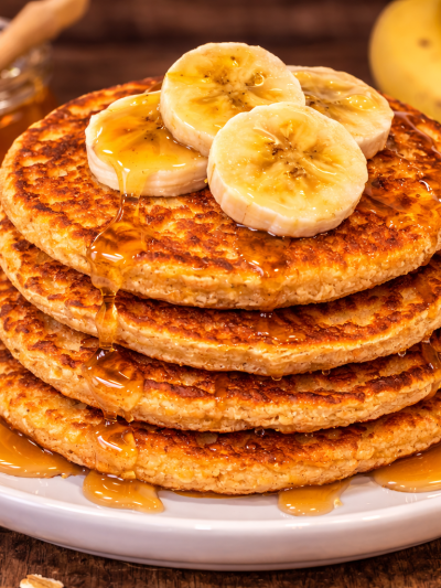 Panquecas de Banana y Avena (Desayuno saludable fácil)