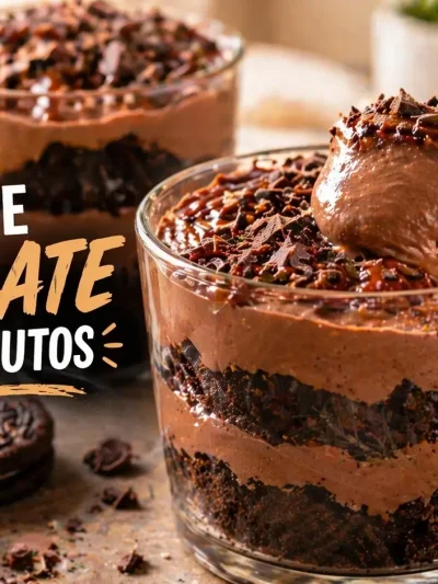 Postre en Vasos de Chocolate en 10 Minutos (Sin Horno y Súper Cremoso)