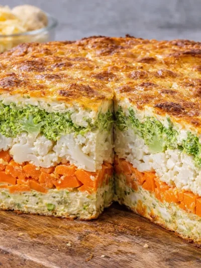 Torta de Brócoli, Coliflor y Zanahoria: Cremosa y Nutritiva